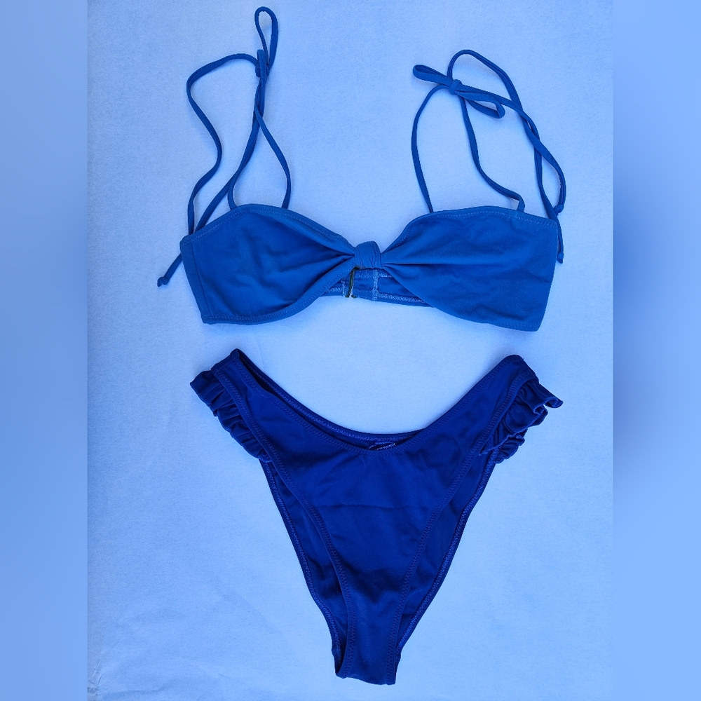 Women's Blue Ruffle Bikini Set